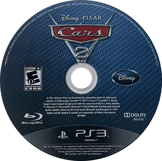 Disney Pixar Cars 2 disc art for PlayStation 3 (PS3) video game