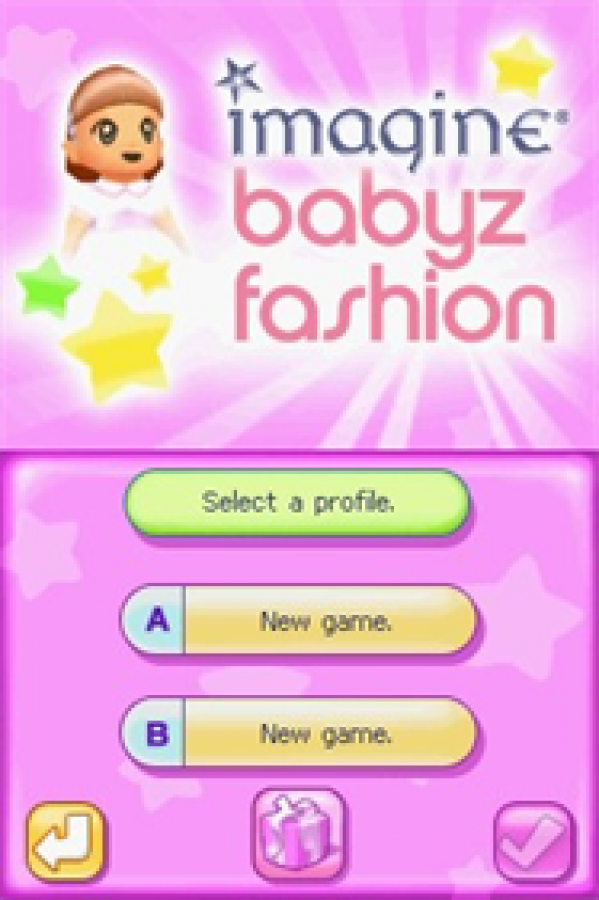 Imagine: Babyz Fashion start screen for Nintendo DS (DS) fashion life simulation video game