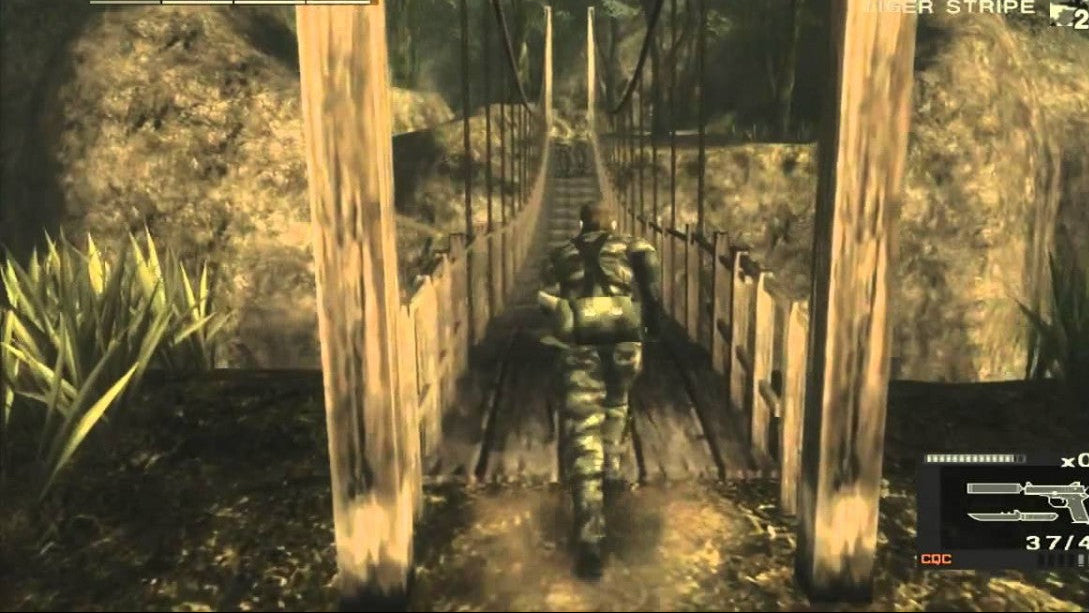 Metal Gear Solid 3 Snake Eater PS2 inspired design featuring tactical stealth action aesthetic Cold War espionage jungle survival military infiltration cinematic storytelling covert operations legendary stealth gameplay nostalgic PlayStation 2 presentation gameplay 