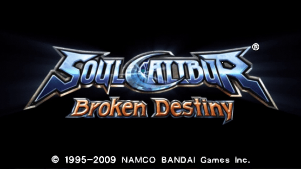 SoulCalibur: Broken Destiny for PlayStation Portable (PSP) at Gamers INC, featuring the premier handheld entry in the legendary weapon-based fighting series that brings the fluid 8-way run system and deep character customization of SoulCalibur IV to the PSP, including over 20 iconic warriors—plus the exclusive guest appearance of God of War’s Kratos—for intense, high-fidelity duels anywhere you go main menu title screen