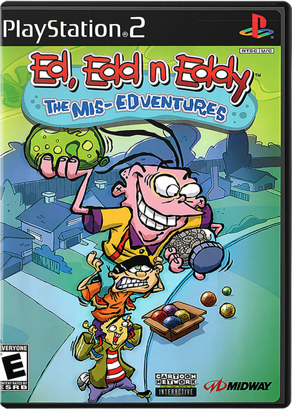Ed, Edd n Eddy: The Mis-Edventures cover art for PlayStation 2 (PS2) cartoon-based platformer adventure video game