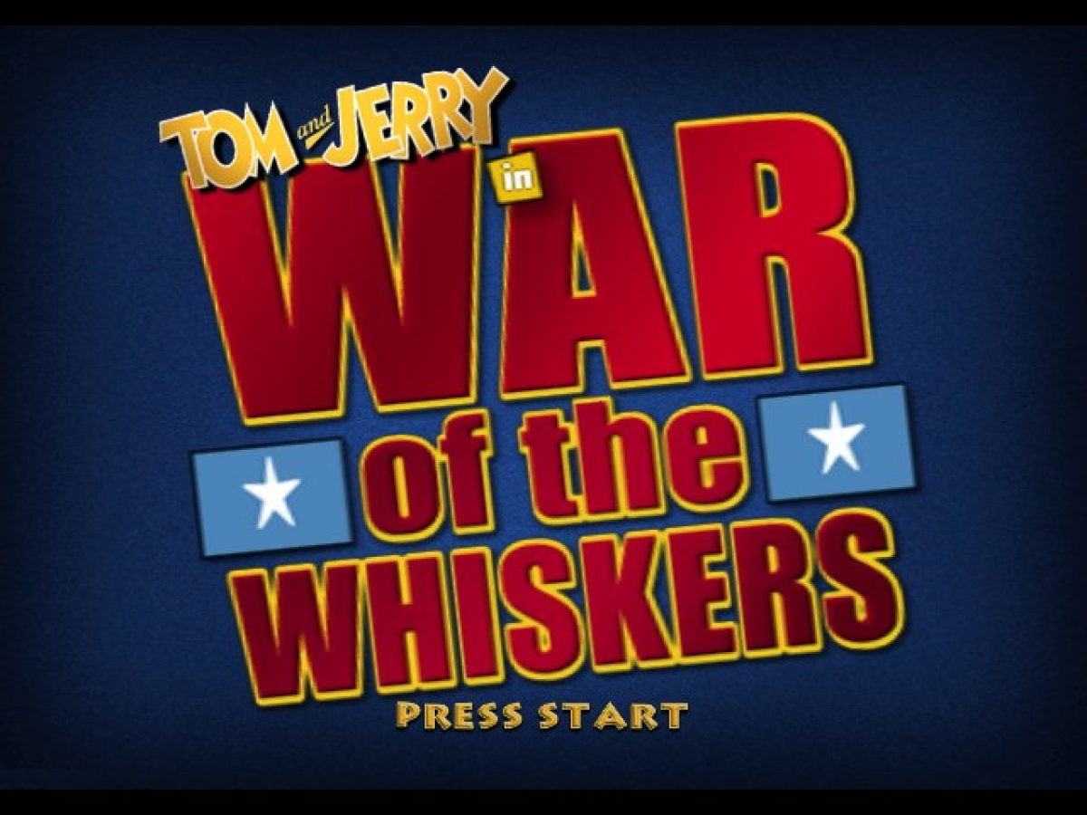 Tom and Jerry in War of the Whiskers GameCube GC video game, action fighting, cartoon-based gameplay, multiplayer, family-friendly, Nintendo GameCube title main menu title screen