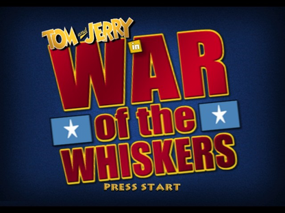 Tom and Jerry in War of the Whiskers GameCube GC video game, action fighting, cartoon-based gameplay, multiplayer, family-friendly, Nintendo GameCube title main menu title screen