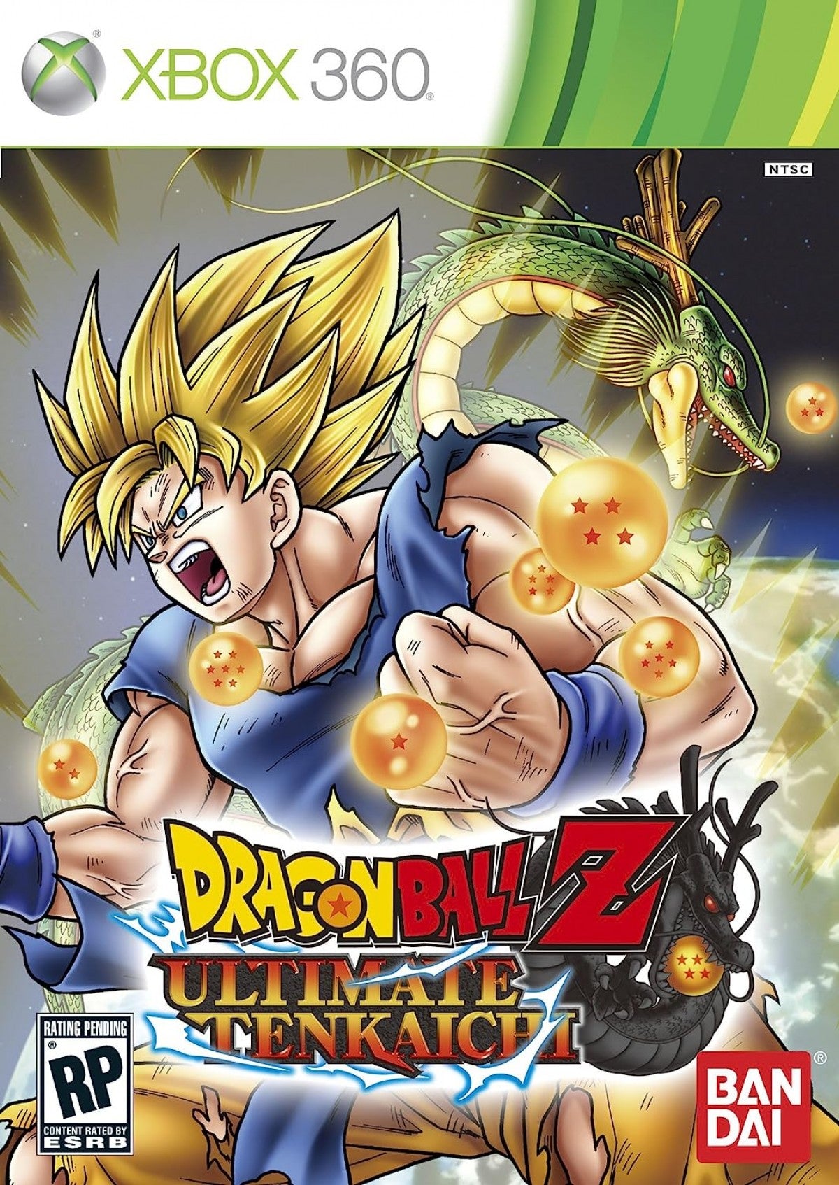 Dragon Ball Z Ultimate Tenkaichi Xbox 360 X360 anime fighting game featuring Goku Vegeta Super Saiyan transformations energy attacks cinematic battles story mode character creation and Dragon Ball Z action retro video game collection collectible gaming appeal front cover