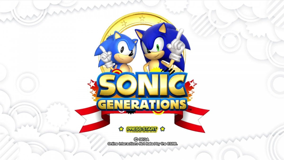 Sonic Generations start screen for Xbox 360 (X360) platformer action-adventure video game