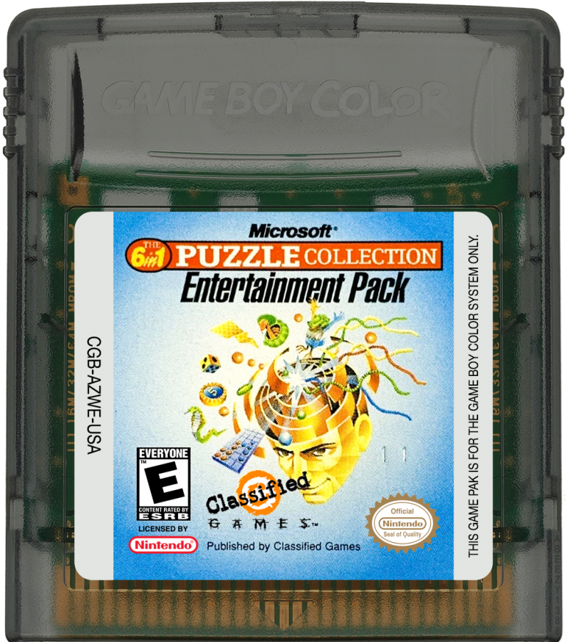 Microsoft 6 in 1 Puzzle Collection game cartridge for Game Boy Color (GBC) video game
