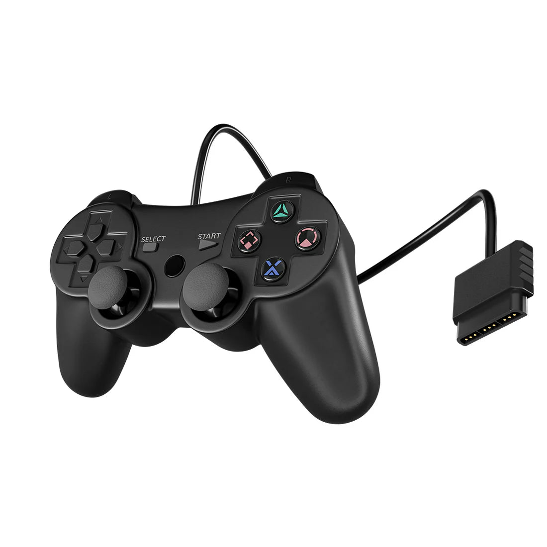 PS2 third party wired controller Sony PlayStation 2 one to one dual analog gamepad compatible replacement controller vibration feedback ergonomic design classic layout retro gaming accessory PlayStation 2 controller gamepad