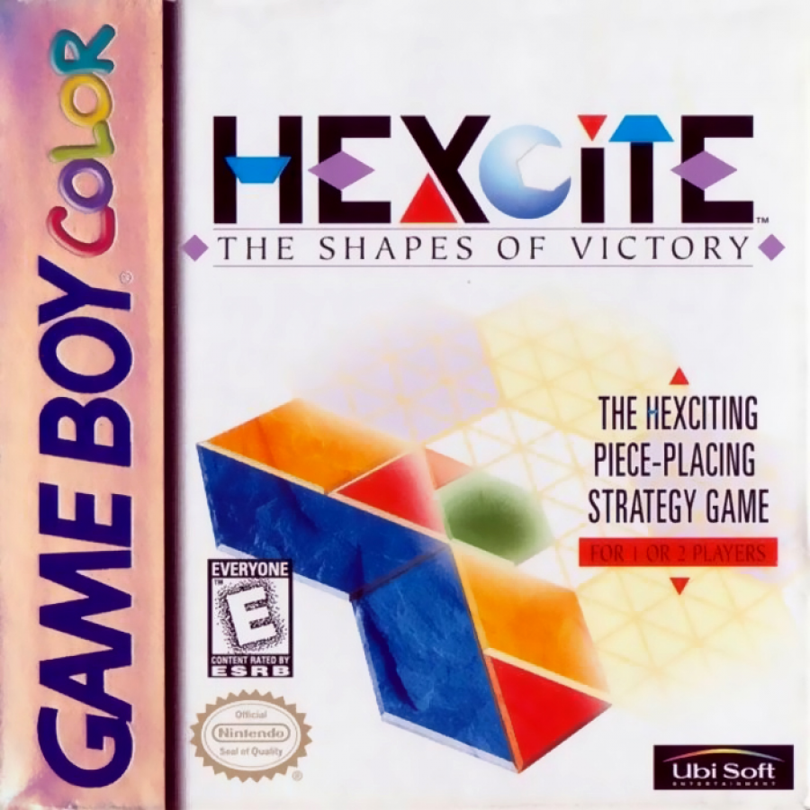 Hexcite Nintendo Game Boy Color GBC for puzzle retro video game fans featuring hexagonal tile matching strategic gameplay brain teasing challenges addictive puzzle mechanics fast paced scoring classic handheld gaming collectible gaming appeal front cover art
