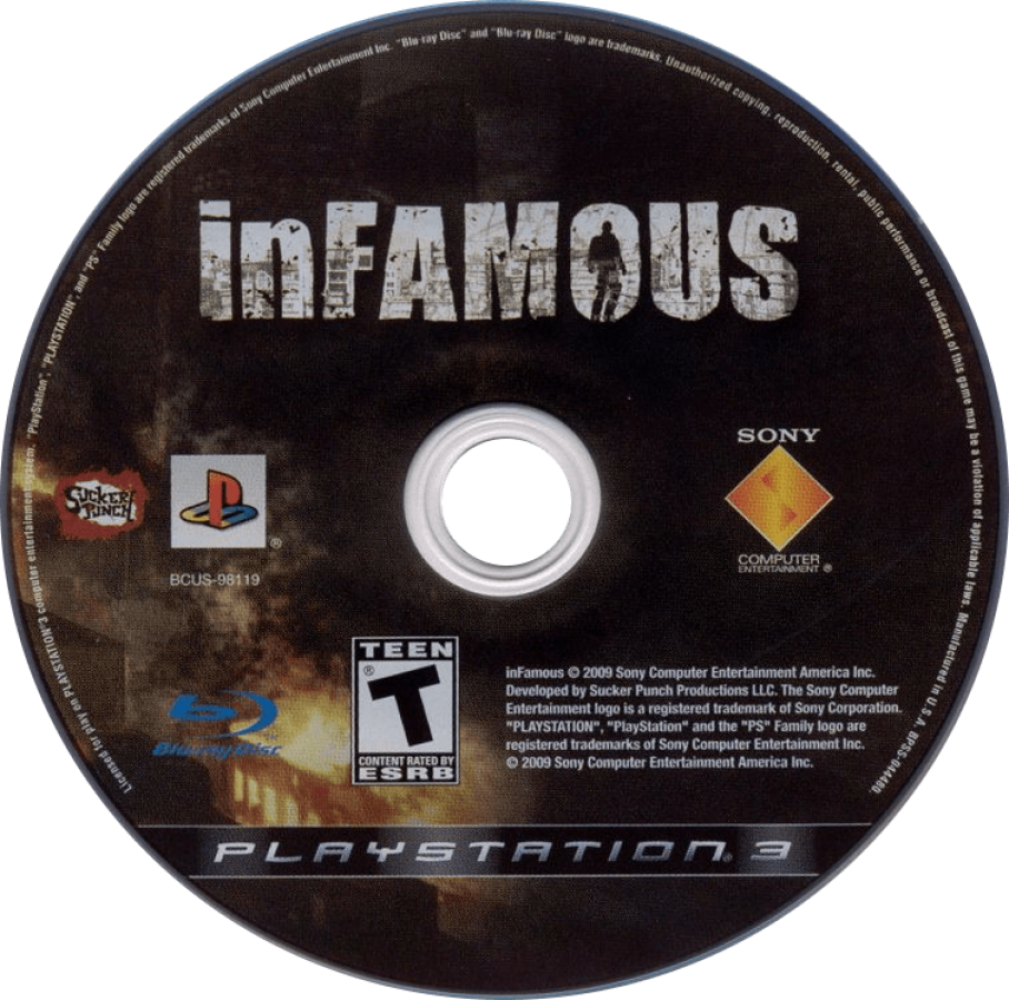Infamous disc for PlayStation 3 (PS3) video game