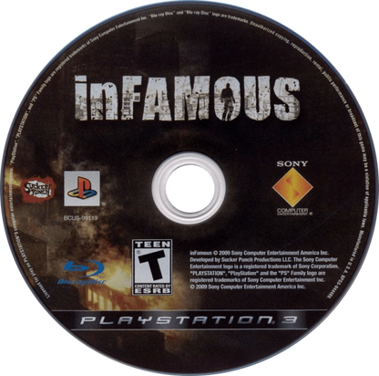 Infamous disc for PlayStation 3 (PS3) video game