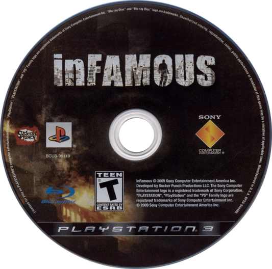 Infamous disc for PlayStation 3 (PS3) video game