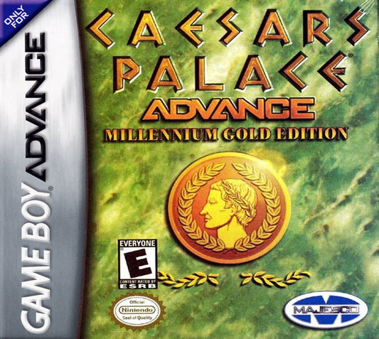Caesars Palace Advance Game Boy Advance GBA video game, casino simulation, card and table games, handheld gambling-style title screen