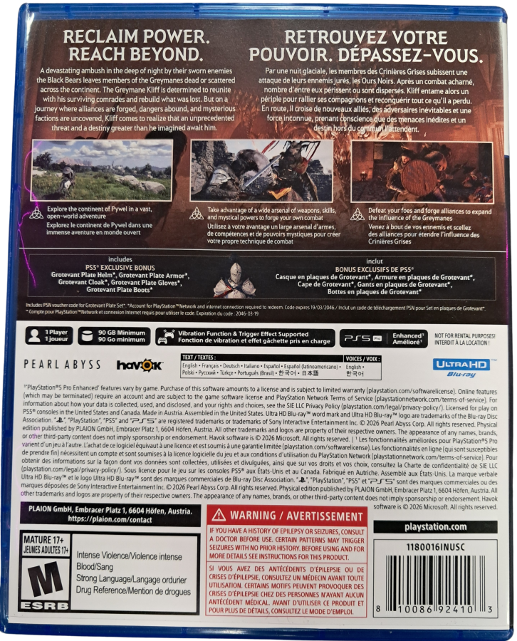 Crimson Desert PS5 inspired design featuring epic open world fantasy action adventure aesthetic vast medieval landscapes intense sword combat mythical creatures immersive exploration dynamic warfare cinematic next generation role playing experience presentation back cover 