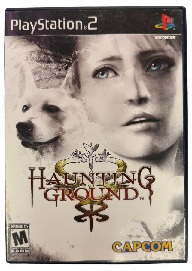 Haunting Ground PlayStation 2 PS2 for survival horror video game fans featuring psychological horror exploration stealth gameplay puzzle solving mansion environments tense enemy encounters companion dog mechanics resource management atmospheric storytelling and immersive suspenseful gameplay collectible gaming appeal cover art