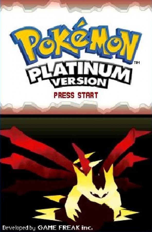 Pokémon Platinum title screen for Nintendo DS (DS) Pokémon RPG adventure video game