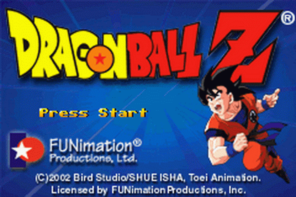 Dragon Ball Z: The Legacy of Goku game start menu for Game Boy Advance (GBA) video game