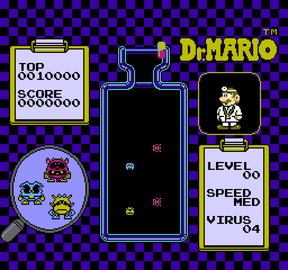 Dr. Mario gameplay image for Nintendo Entertainment System (NES) retro video game