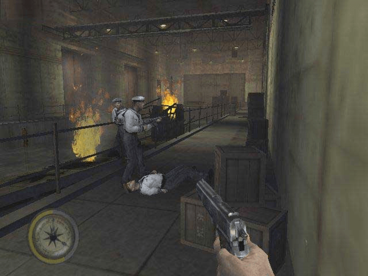 Medal of Honor: Frontline Platinum Hits for Xbox (XBOX) at Gamers INC, featuring an intense cinematic World War II campaign including the iconic D-Day landing at Omaha Beach for a definitive first-person shooter experience gameplay screenshot