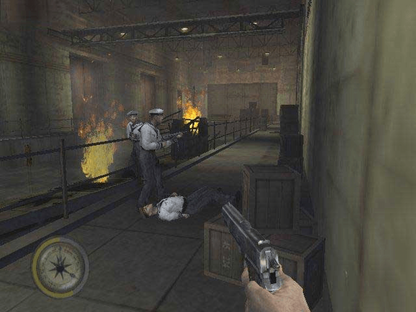 Medal of Honor: Frontline Platinum Hits for Xbox (XBOX) at Gamers INC, featuring an intense cinematic World War II campaign including the iconic D-Day landing at Omaha Beach for a definitive first-person shooter experience gameplay screenshot
