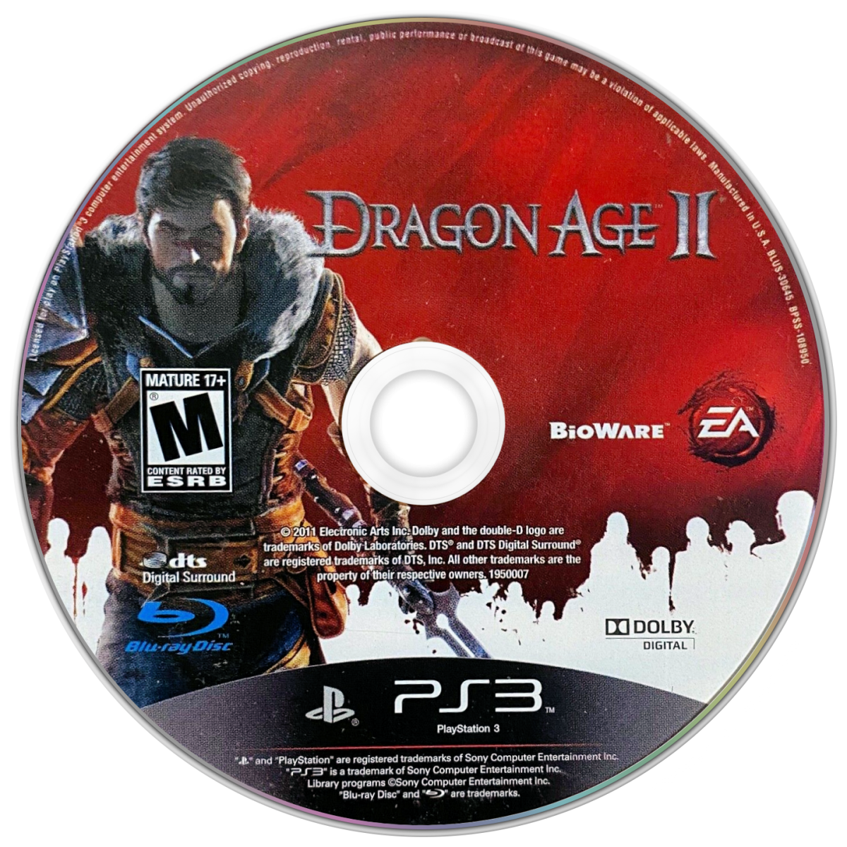 Dragon Age II PlayStation 3 PS3 video game featuring action role playing gameplay Hawke character fantasy adventure party combat character customization quests dialogue choices exploration tactical battles and classic PlayStation 3 gameplay retro video game collection collectible gaming appeal game disc