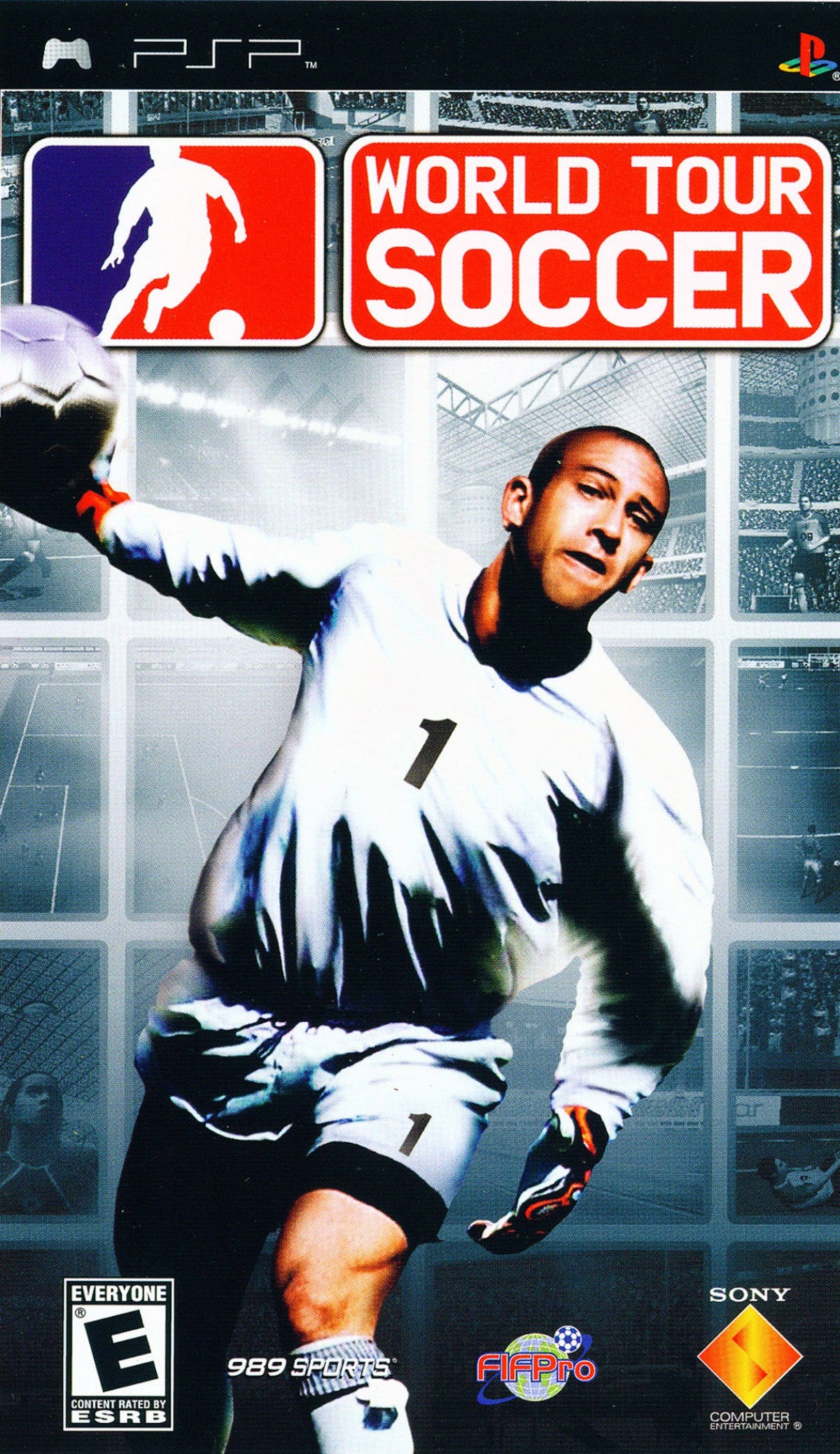 World Tour Soccer PlayStation Portable PSP for soccer sports video game fans featuring international football matches national teams realistic passing shooting dribbling tackling tournament modes player management and competitive multiplayer gameplay collectible gaming appeal front cover art 