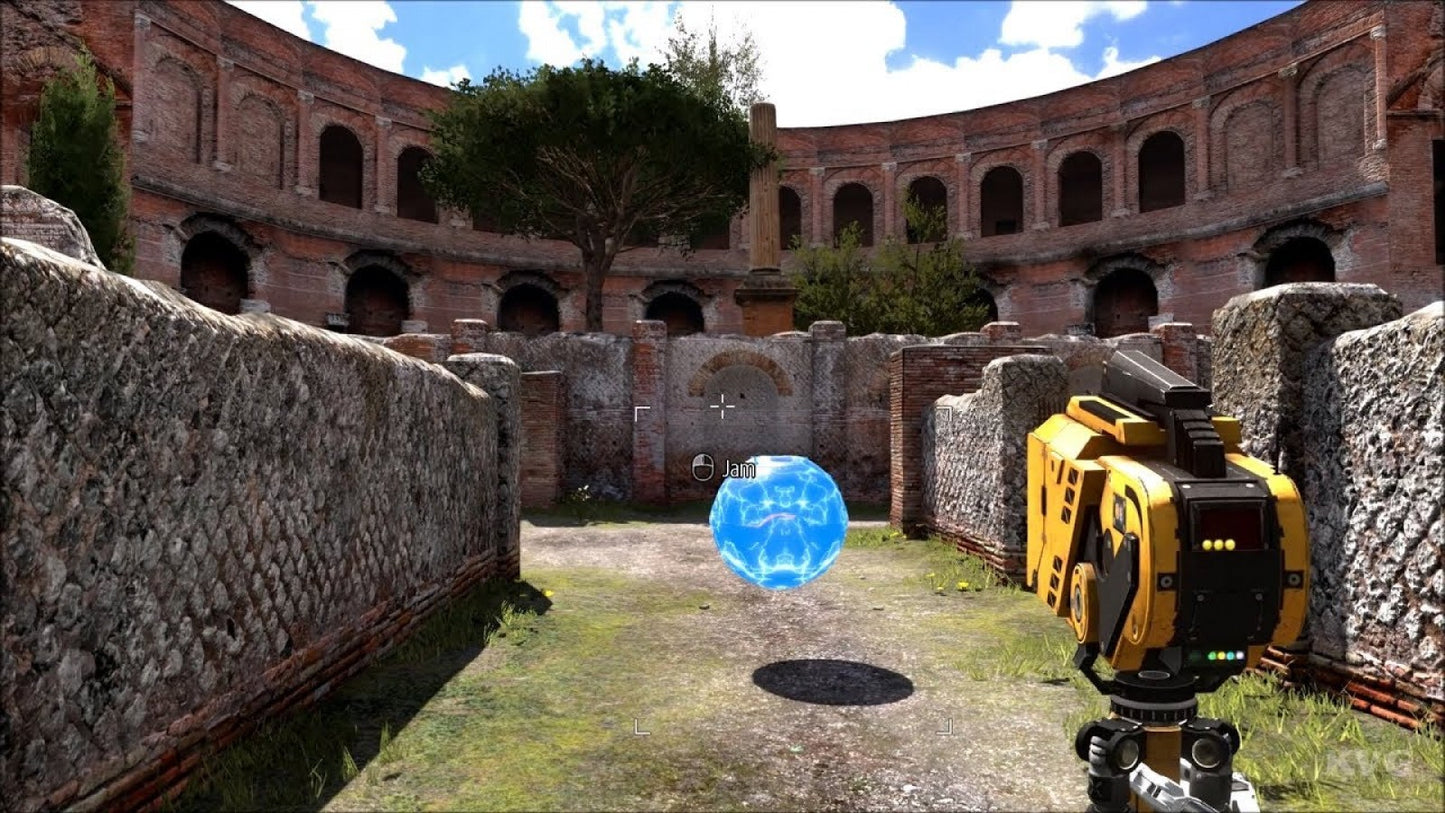 The Talos Principle Nintendo Switch inspired design featuring philosophical first person puzzle adventure aesthetic ancient ruins futuristic simulation environment logic based challenges thought provoking narrative exploration atmospheric sci fi presentation gameplay