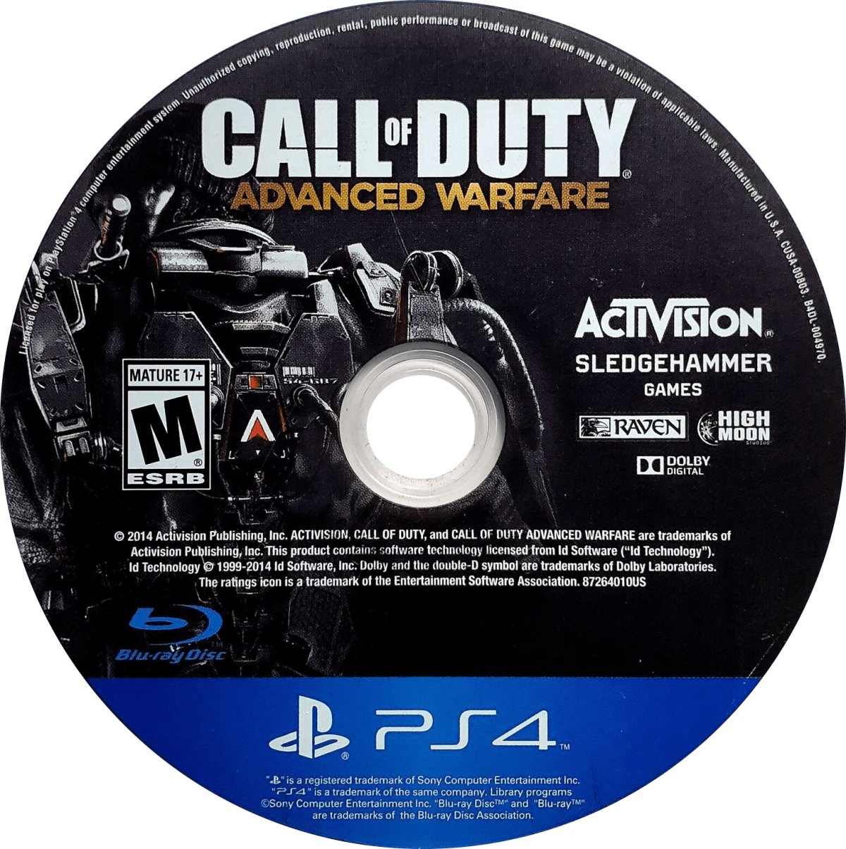 Call of Duty: Advanced Warfare disc for PlayStation 4 (PS4) first-person shooter video game