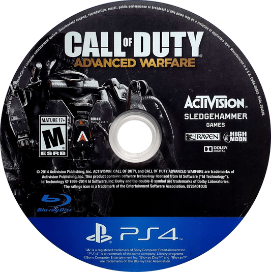 Call of Duty: Advanced Warfare disc for PlayStation 4 (PS4) first-person shooter video game