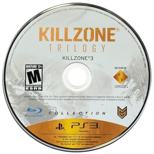 Killzone Trilogy Collection disc for PlayStation 3 (PS3) video game