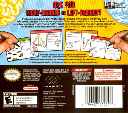 Left Brain Right Brain back of case for Nintendo DS (DS) brain training puzzle video game