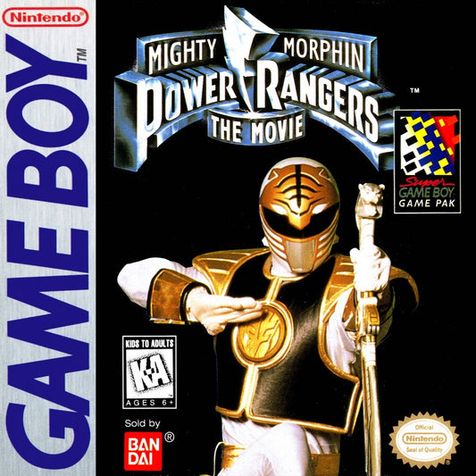 Mighty Morphin Power Rangers The Movie Game Boy cover art for retro video game enthusiasts featuring side scrolling action gameplay morphing hero combat power ranger team based battles movie tie in storyline boss fights against monstrous enemies and portable handheld arcade style gaming experience and collectible gaming appeal