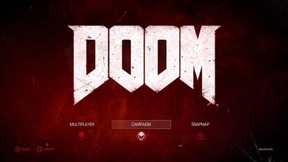 DOOM PS4 game featuring fast-paced first-person shooter action, intense demon-slaying combat, and visceral single-player and multiplayer gameplay 