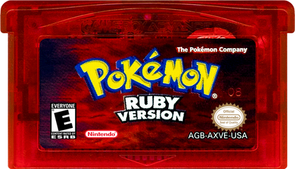 Pokemon Ruby cover art for Game Boy Advance (GBA) video game game cartridge