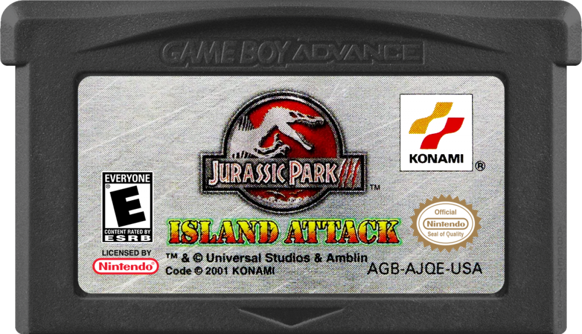 Jurassic Park III Island Attack Game Boy Advance GBA for action adventure video game fans featuring dinosaur encounters island exploration survival gameplay platforming combat challenging levels Jurassic Park environments and classic portable Nintendo gameplay collectible gaming appeal game cartridge