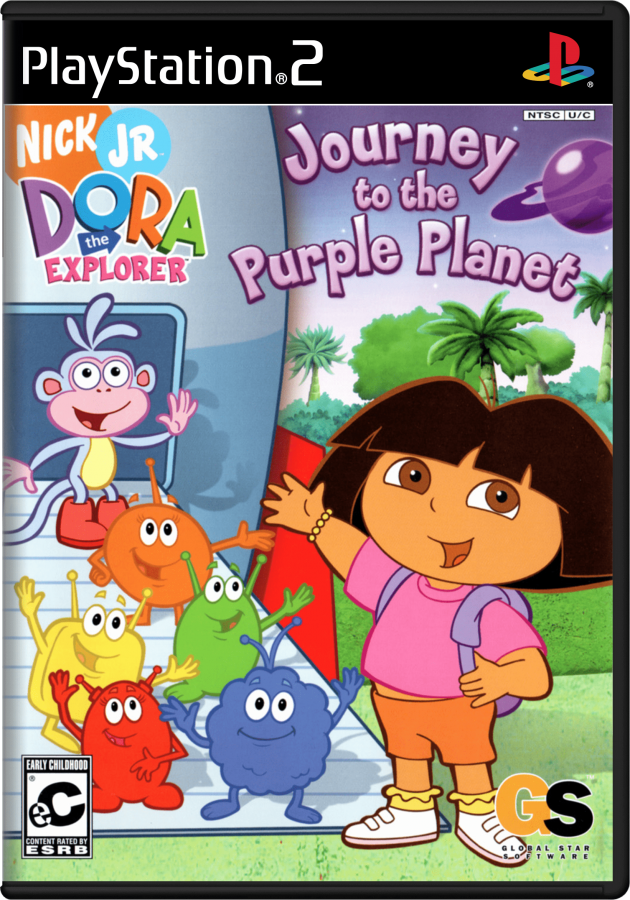 Dora the Explorer: Journey to the Purple Planet cover art for PlayStation 2 (PS2) children’s educational platform-adventure video game