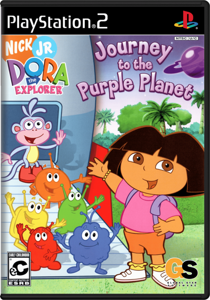 Dora the Explorer: Journey to the Purple Planet cover art for PlayStation 2 (PS2) children’s educational platform-adventure video game