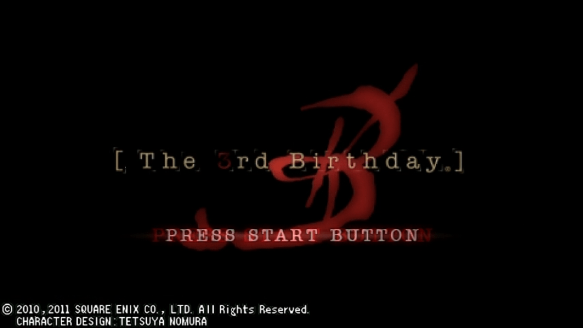 The 3rd Birthday PSP Sony PlayStation Portable action RPG third person shooter Parasite Eve series Aya Brea sci fi horror tactical combat overdrive system Square Enix story driven gameplay handheld gaming PSP software video game title title screen
