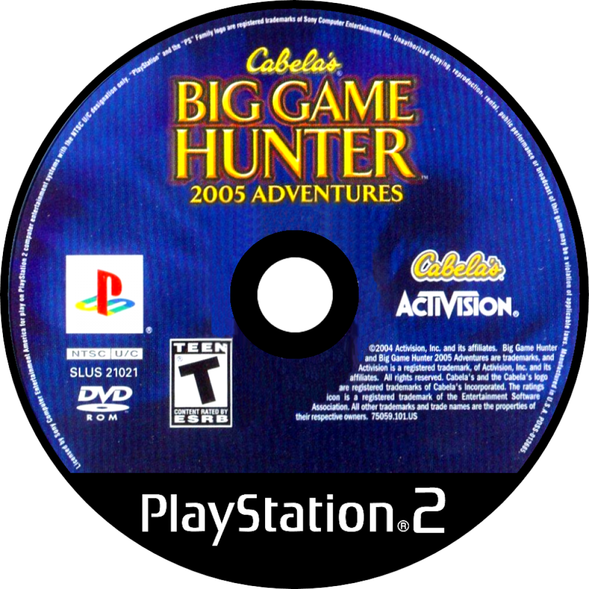 Cabela’s Big Game Hunter 2005 Adventures for PlayStation 2 with North American hunting and outdoor adventure theme disc