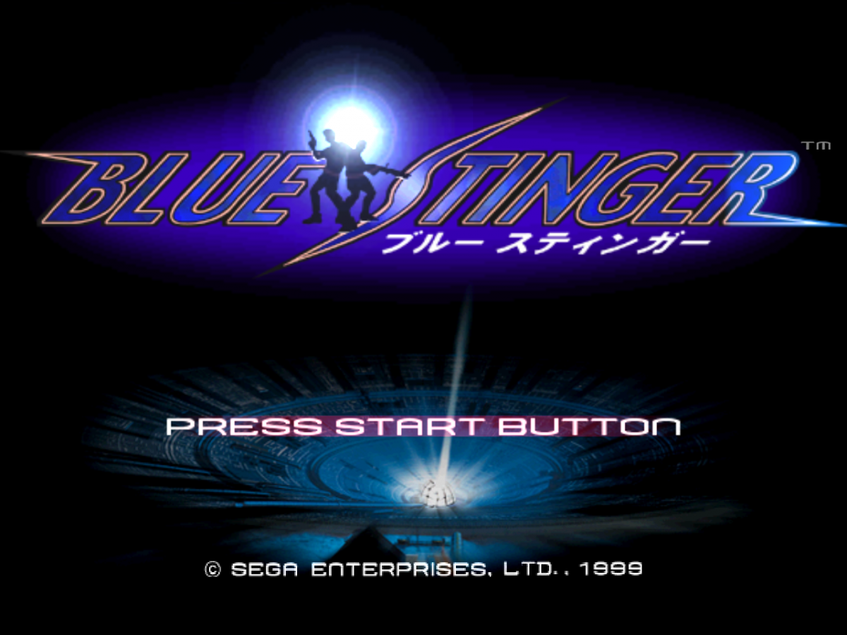 Blue Stinger Sega Dreamcast DC for retro video game enthusiasts featuring survival horror action gameplay 3D exploration intense combat puzzle solving mutant enemies cinematic adventure classic Dreamcast collectible gaming appeal title screen
