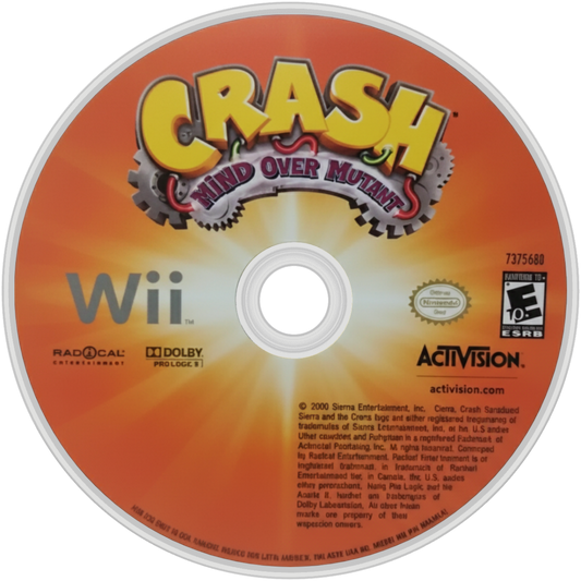 Crash: Mind over Mutant for Nintendo Wii action platformer adventure game featuring Crash Bandicoot mutant control abilities combat exploration humorous story gameplay diisc