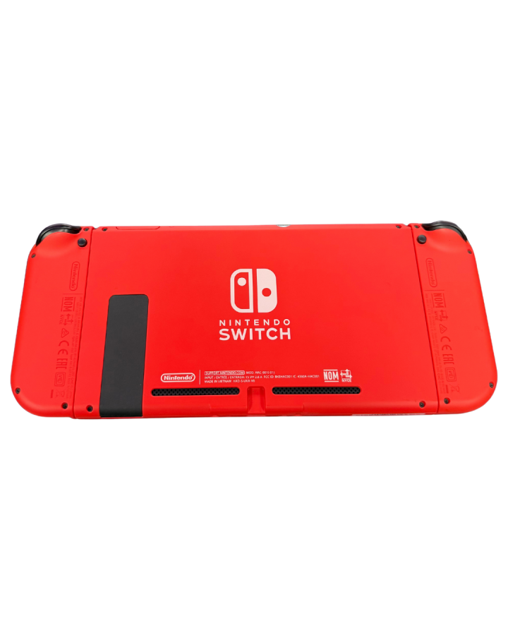 Red Edition Nintendo Switch featuring vibrant red Joy-Con controllers and portable hybrid gaming design back view
