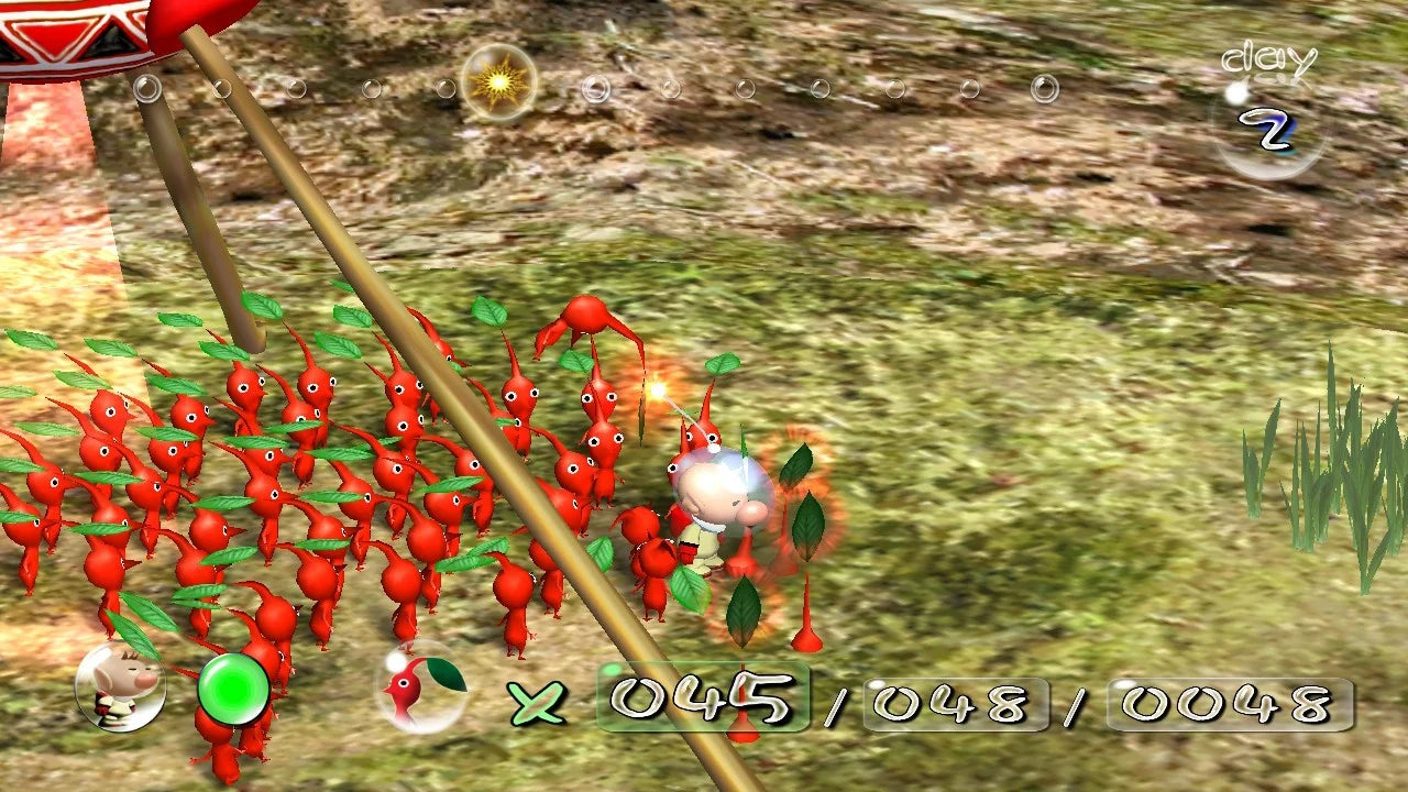 Pikmin Player’s Choice edition for Nintendo GameCube real time strategy adventure game featuring Captain Olimar puzzle solving time management colorful alien creatures gameplay