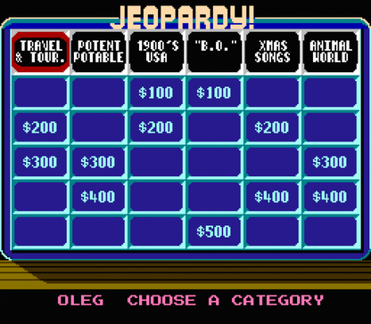 Jeopardy 25th Anniversary Edition retro NES video game Jeopardy trivia game show quiz competition multiplayer knowledge based gameplay classic console title Nintendo Entertainment System release gameplay
