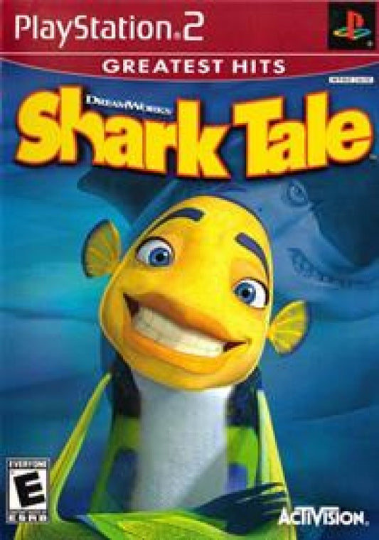 Shark Tale Greatest Hits PlayStation 2 PS2 for action adventure video game fans featuring characters from the Shark Tale movie underwater exploration arcade style gameplay mini games racing challenges platforming action colorful ocean environments and classic DreamWorks animated adventure collectible gaming appeal front