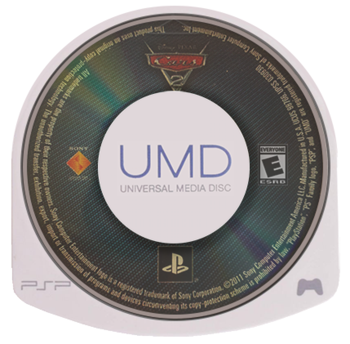 Cars 2 UMD for the PlayStation Portable featuring racing gameplay based on the Disney Pixar film with spy themed missions character abilities power ups and multiplayer modes as players control Lightning McQueen Mater and other characters across global tracks disc