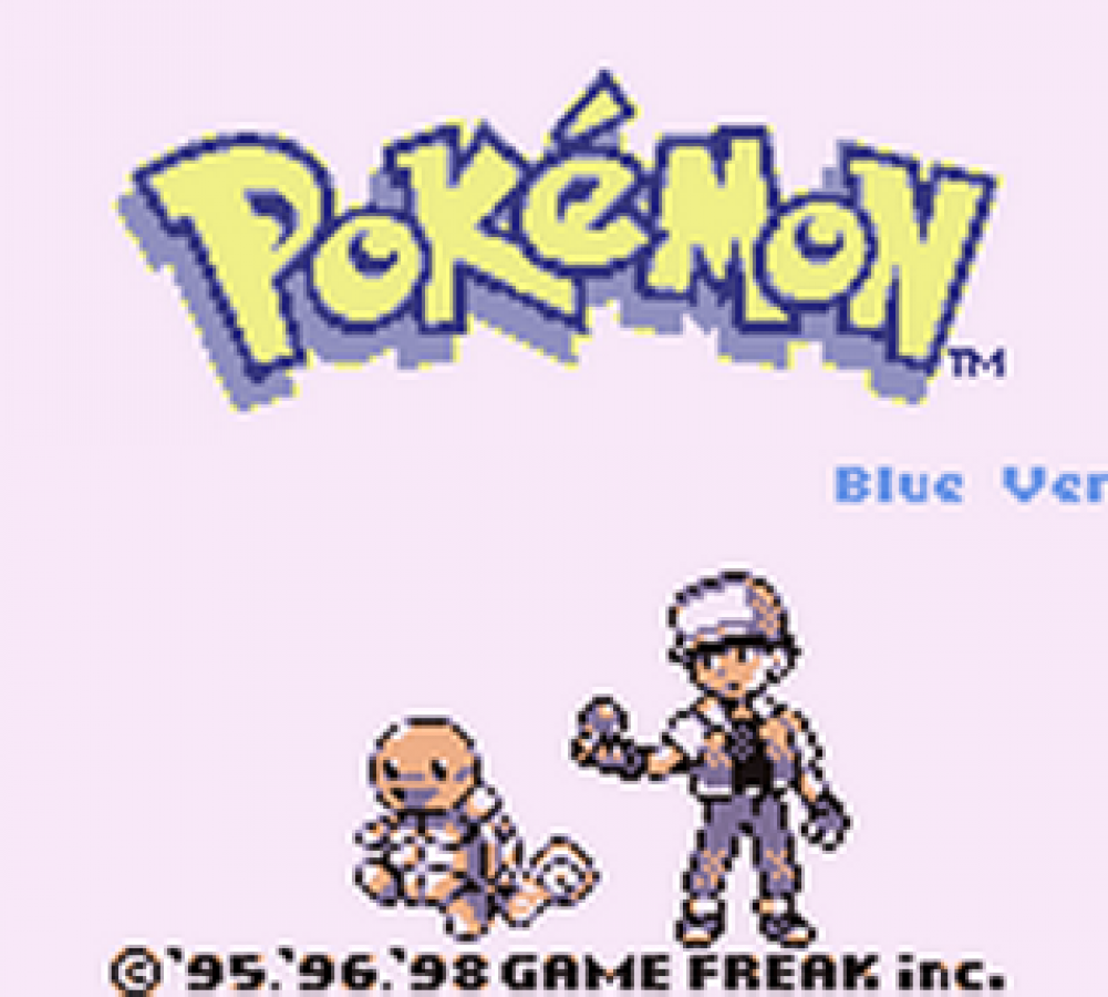 Pokemon: Blue Version title screen for Game Boy (GB) video game