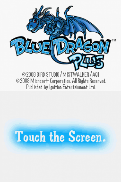 Blue Dragon Plus cartridge for the Nintendo DS featuring real time strategy RPG gameplay with shadow based combat customizable units and story driven missions in the Blue Dragon universe gameplay