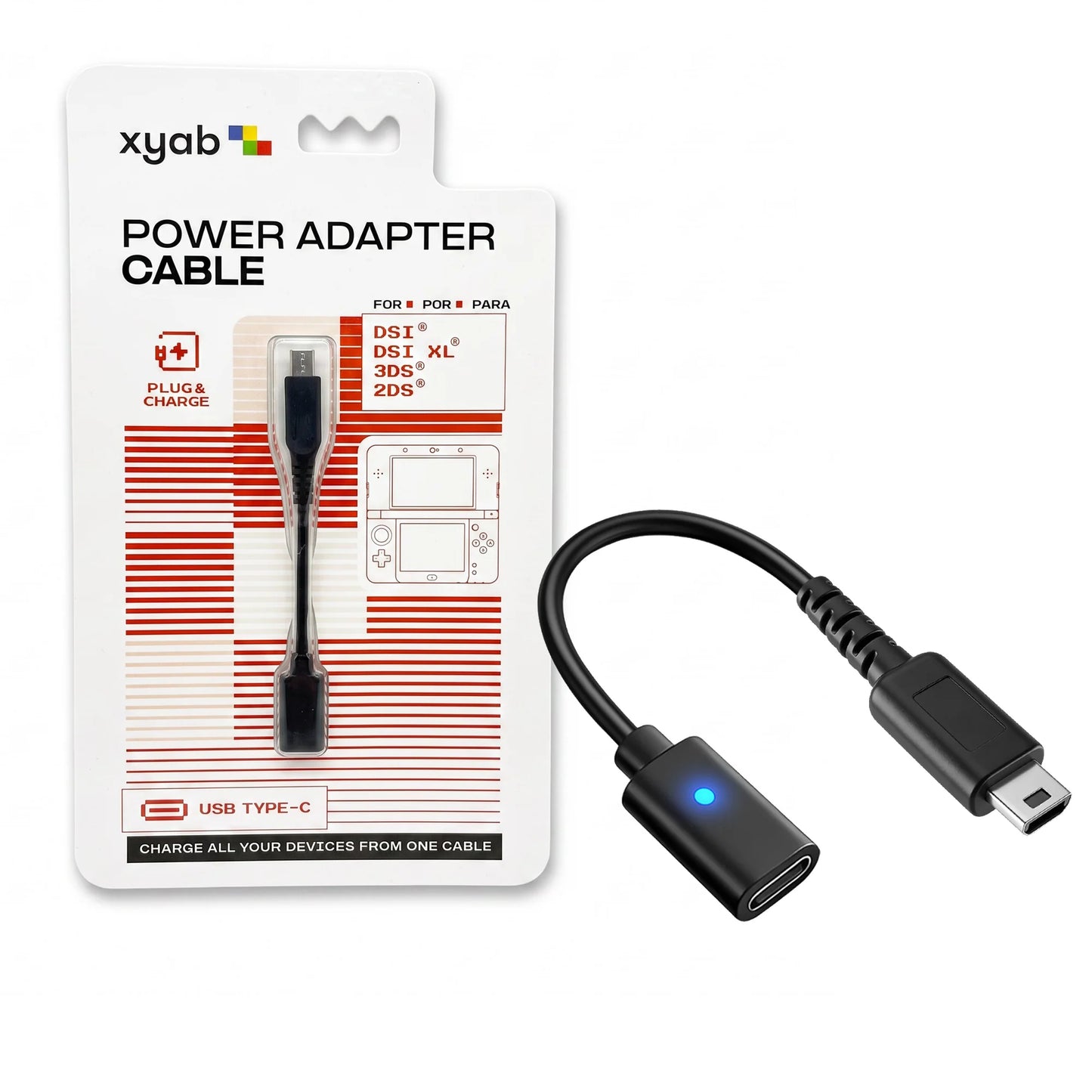 Nintendo DSi DSi XL 3DS 2DS USB-C Power Cable Adapter charging accessory featuring USB-C connectivity compatible with Nintendo DSi DSi XL Nintendo 3DS and Nintendo 2DS systems convenient power and charging support replacement cable portable Nintendo gaming setup and classic gaming accessory appeal
