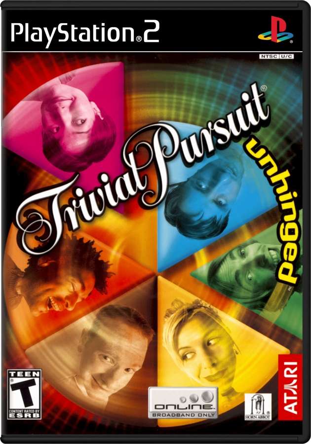 Trivial Pursuit: Unhinged – PlayStation 2 (PS2) video game cover image, party trivia game.