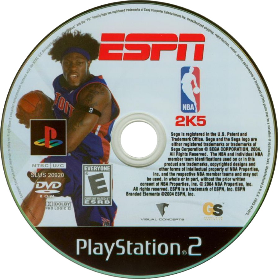 ESPN NBA 2K5 disc for PlayStation 2 (PS2) professional basketball sports simulation video game